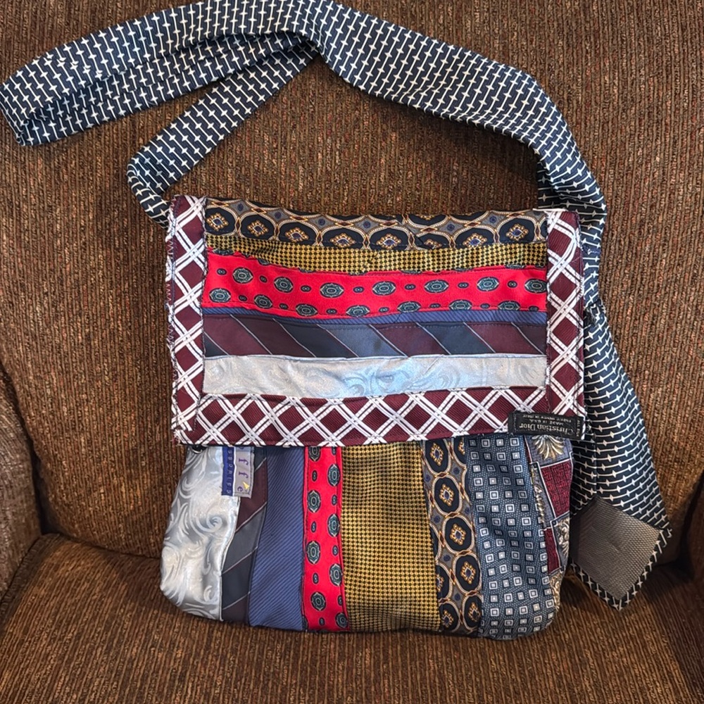Handmade purse made from men’s ties shoulder bag